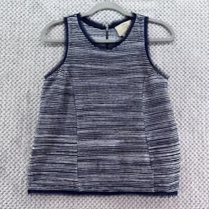 Vanessa Virginia Anthropologie Top Womens XS Blue Scoop Neck Eyelash Hem Casual